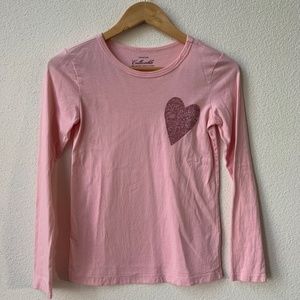 J.Crew Crewcuts Collectible Pink Long Sleeve T-Shirt w/ Pink Glitter Heart, 12
